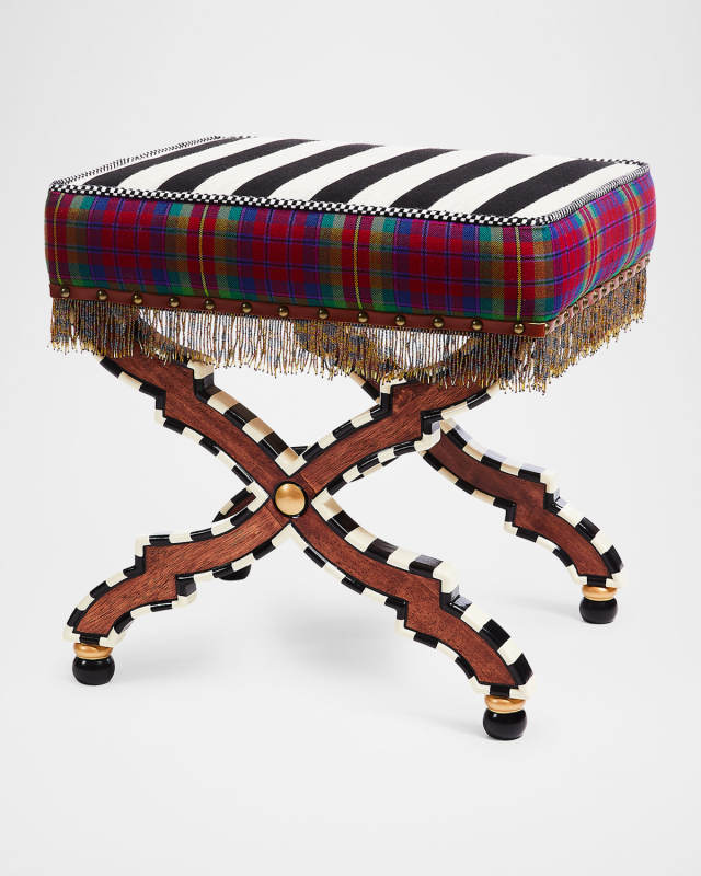On Wall Street Stripe Cushioned Accent Stool